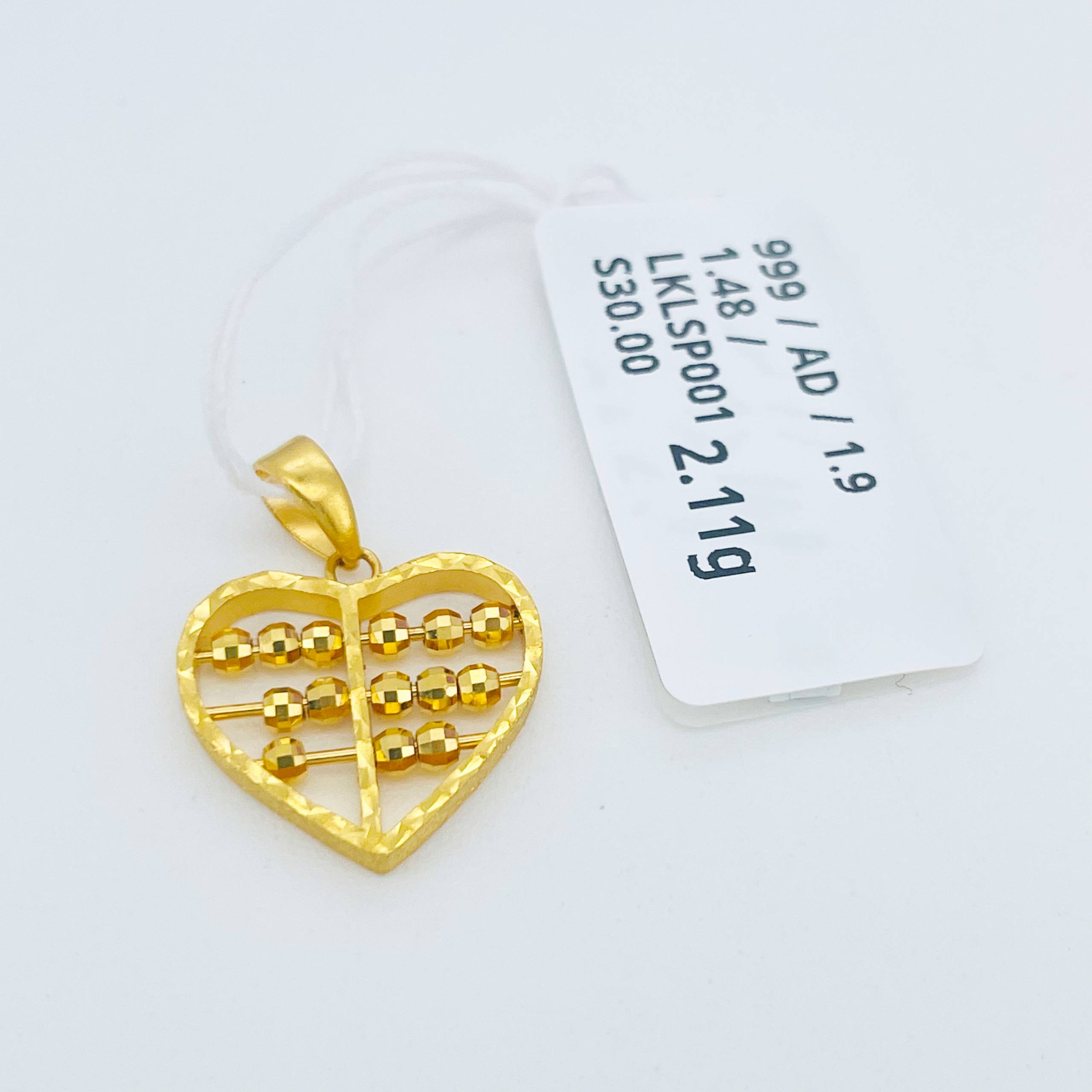 LOKET LOVE SEMPOA 足金爱心算盘吊坠