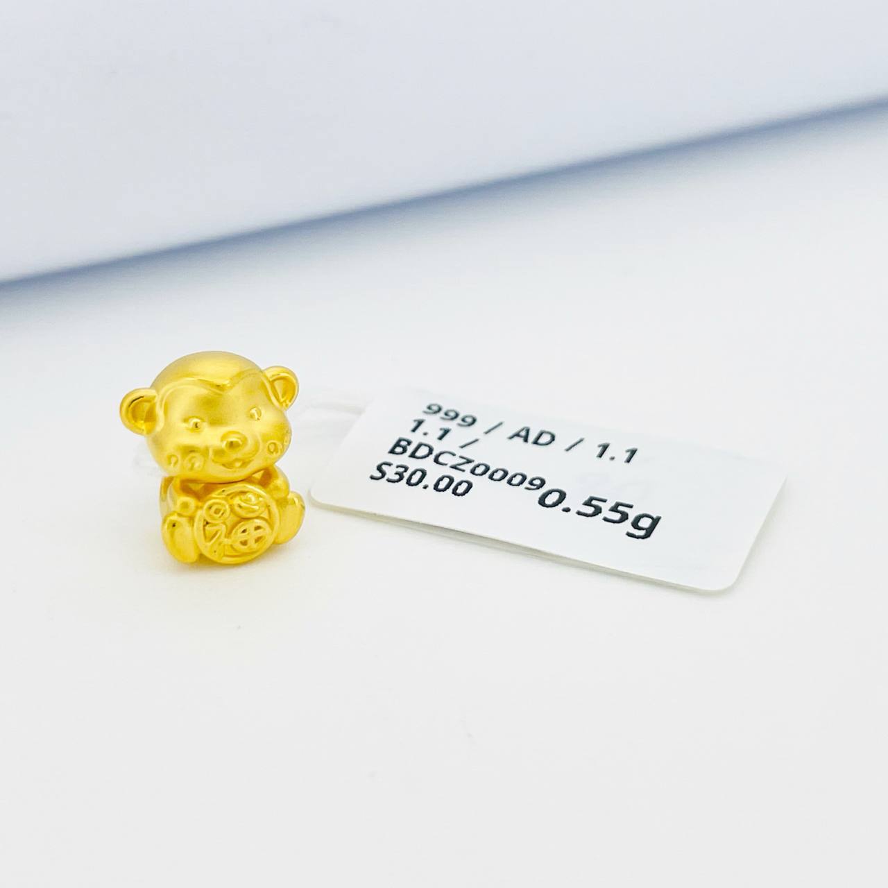 BEAD CHINESE ZODIAC 足金十二生肖吊坠（猴） thumbnail 2