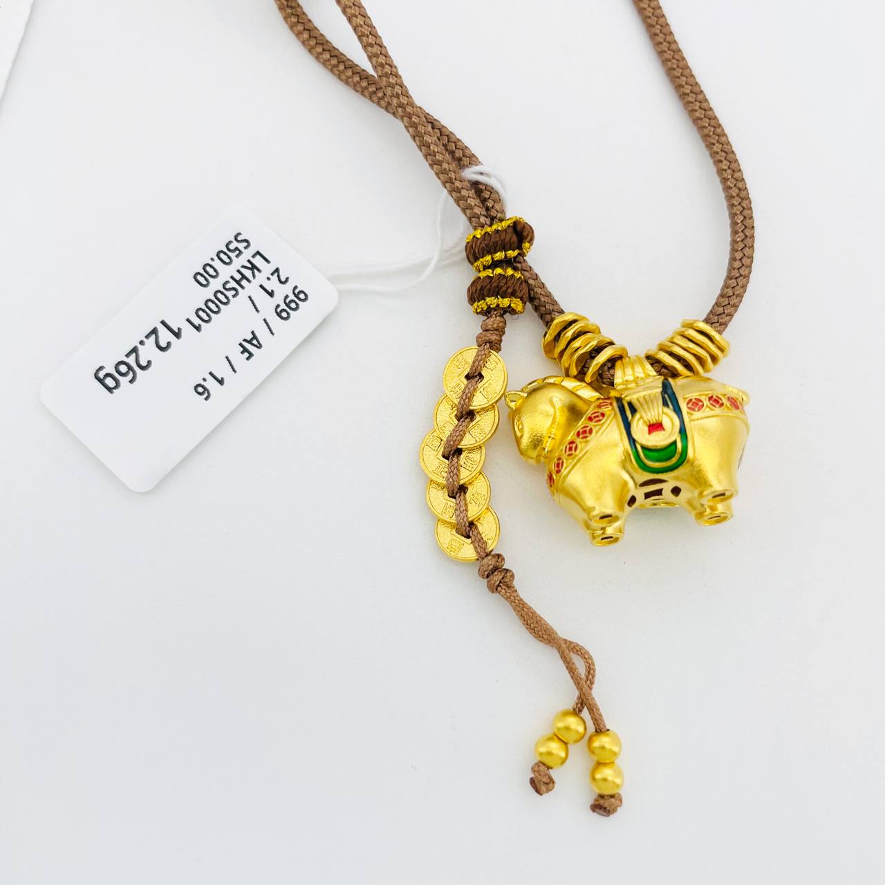 LOKET HORSE 足金马到成功五帝币吊坠