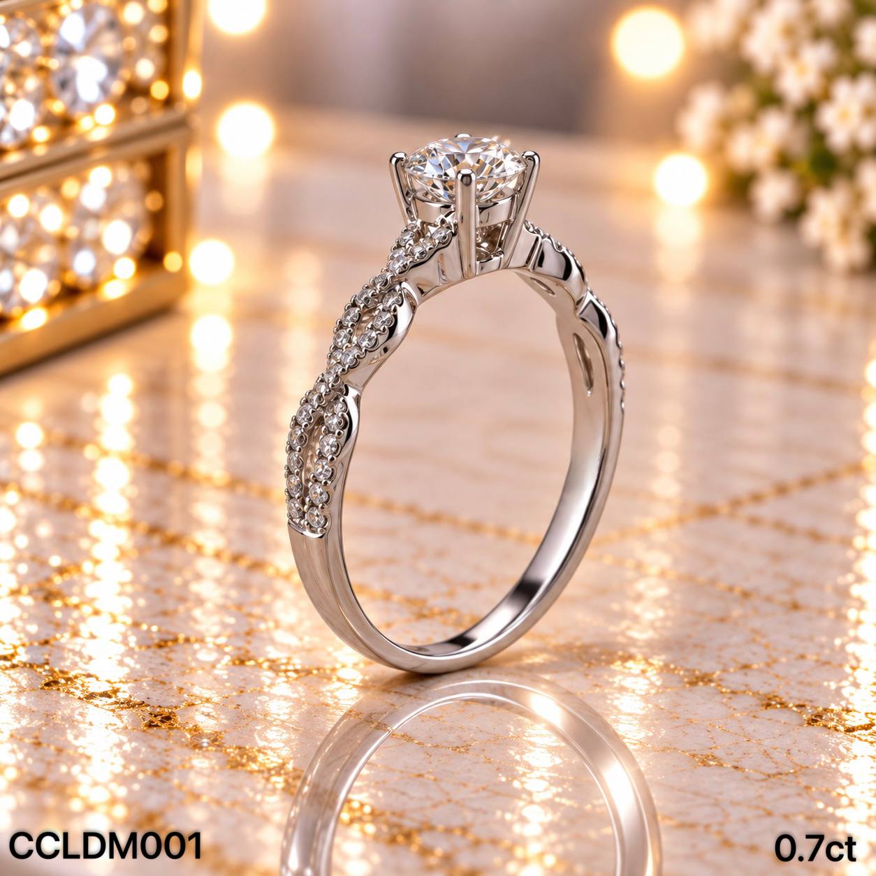 CC LAB GROWN DIAMOND 围镶款四爪培育钻戒