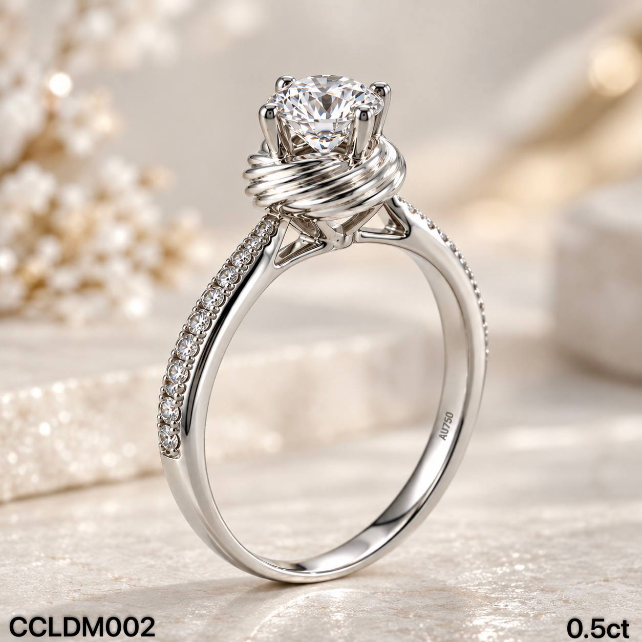 CC LAB GROWN DIAMOND 围镶款四爪培育钻戒