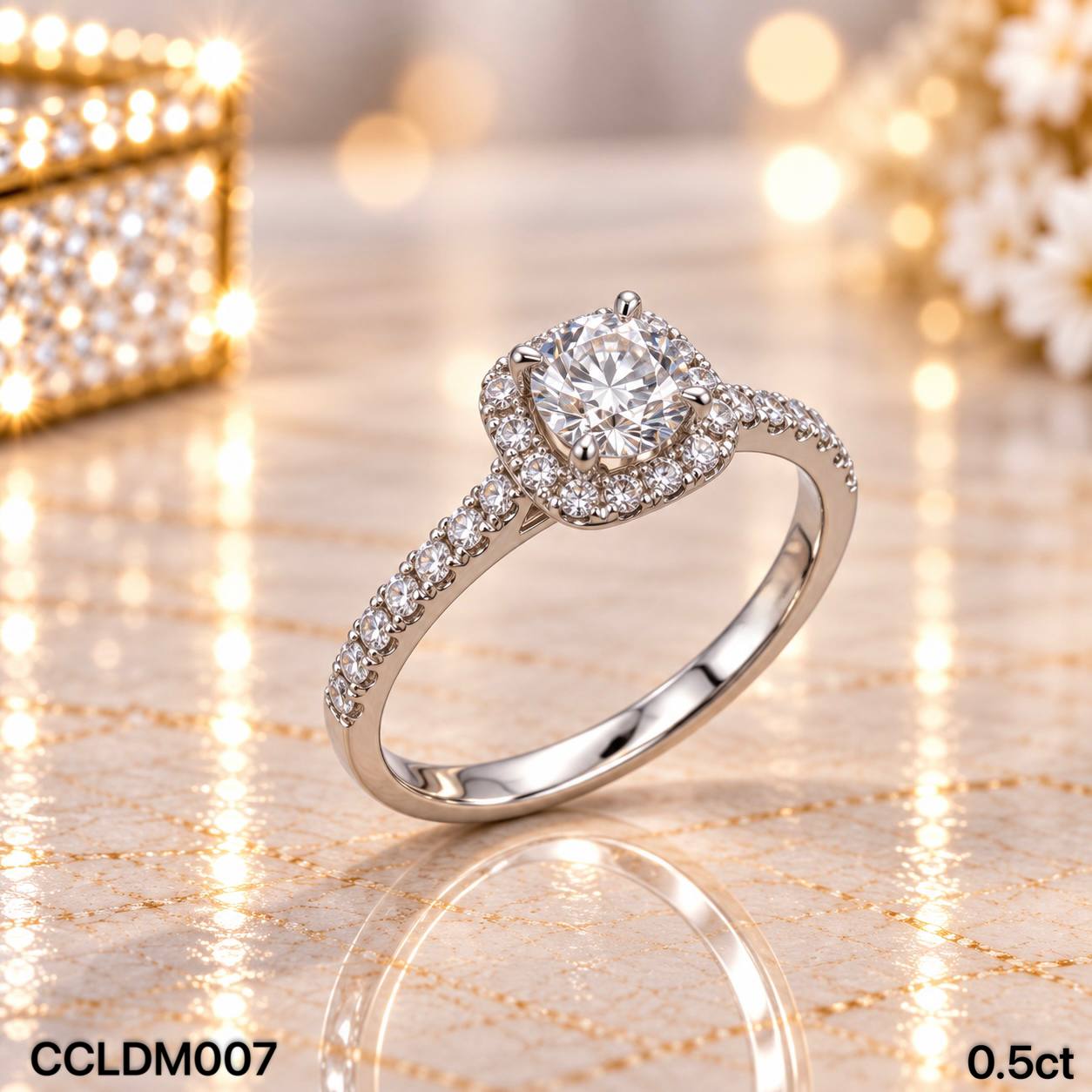 CC LAB GROWN DIAMOND 围镶款四爪培育钻戒 thumbnail 3