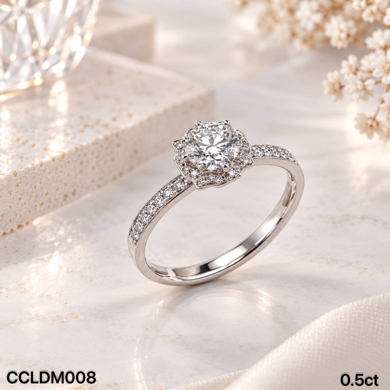 CC LAB GROWN DIAMOND 围镶款四爪培育钻戒