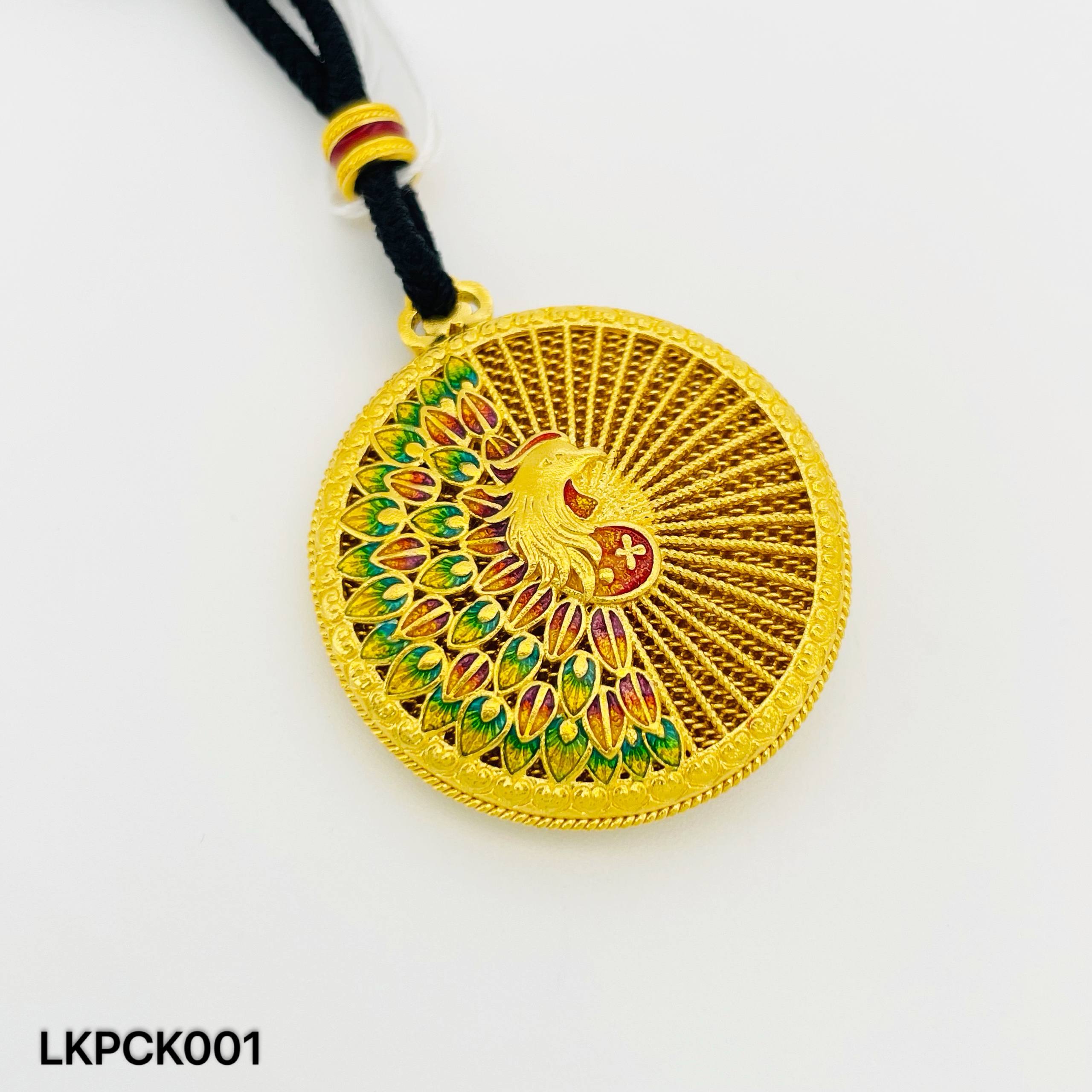 LOKET PEACOCK 足金古法孔雀吊坠