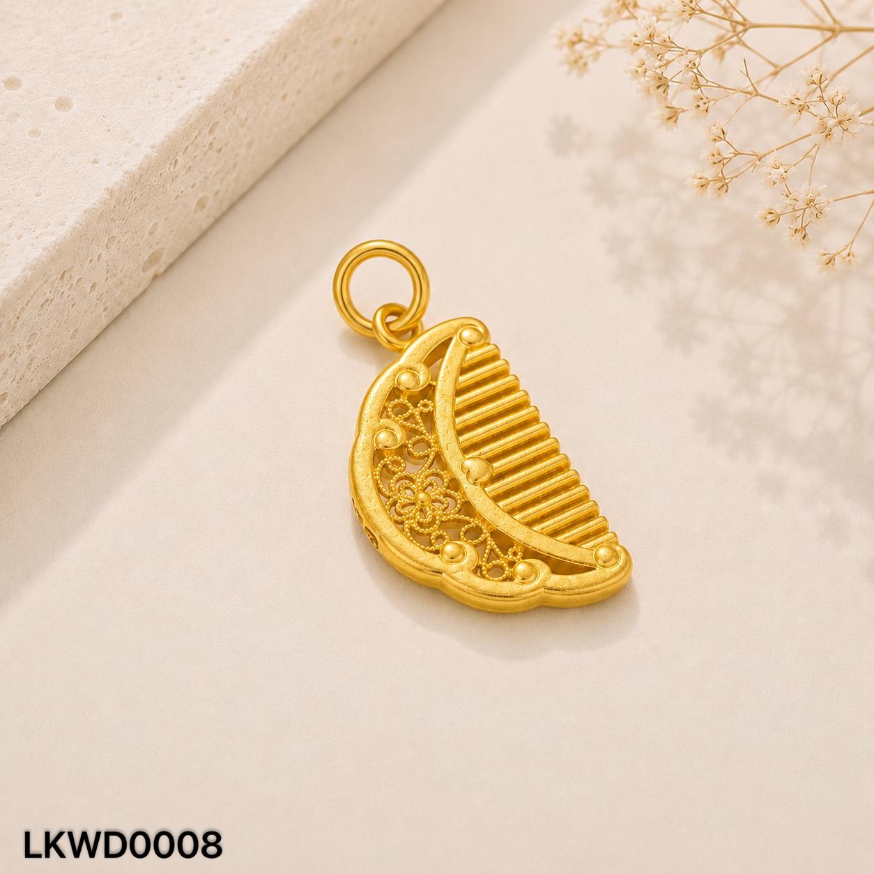 LOKET WEDDING 足金梳子吊坠(婚庆九宝)