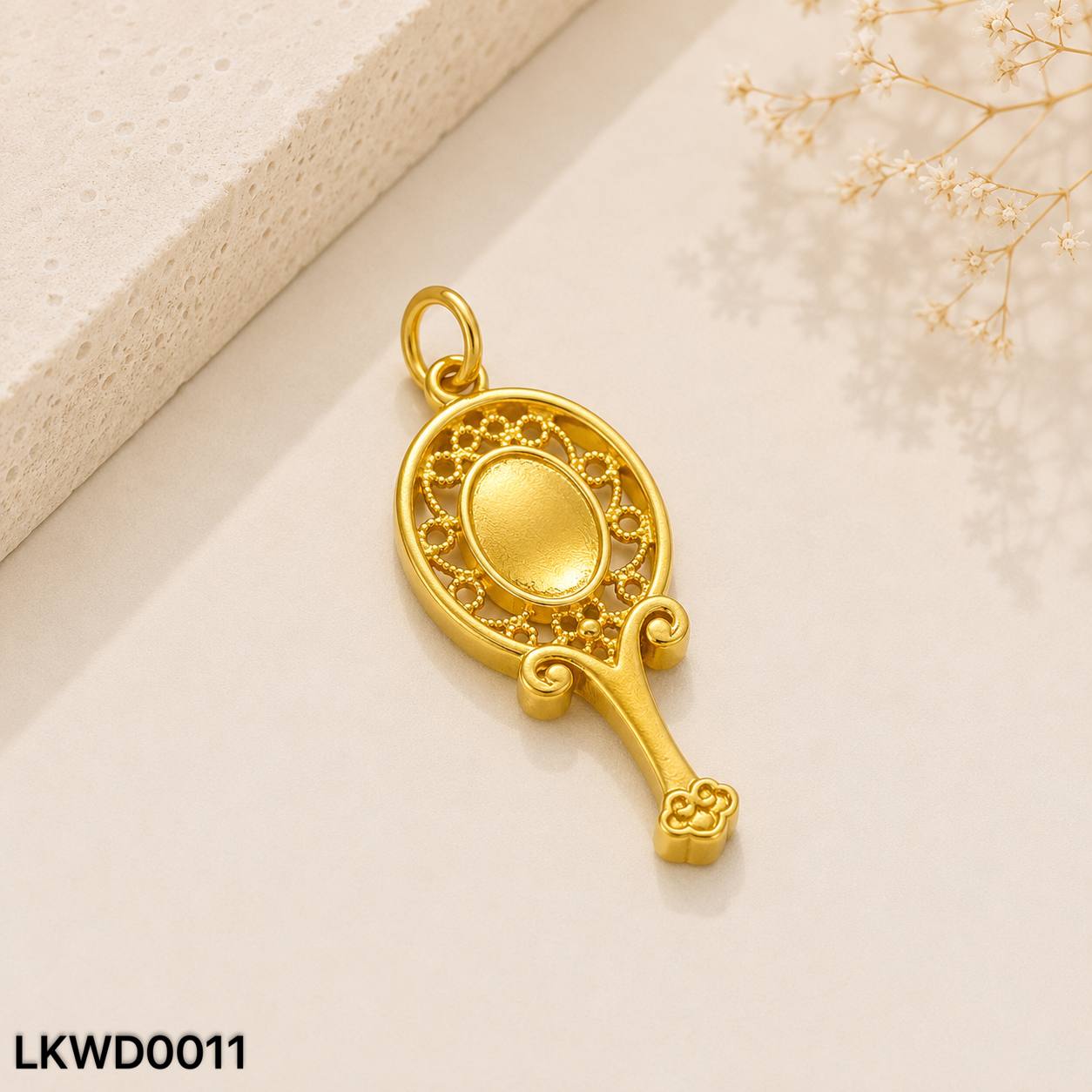 LOKET WEDDING 足金镜子吊坠（婚庆九宝）