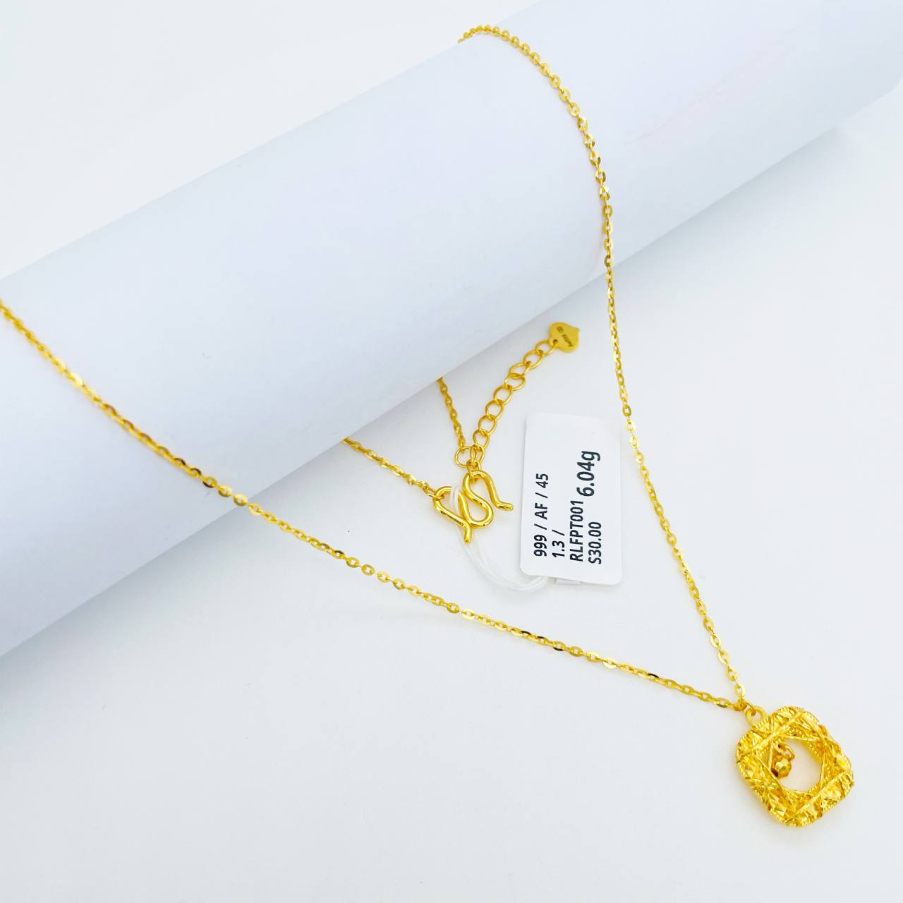 RL FESYEN PETAK 足金七彩方形项链
