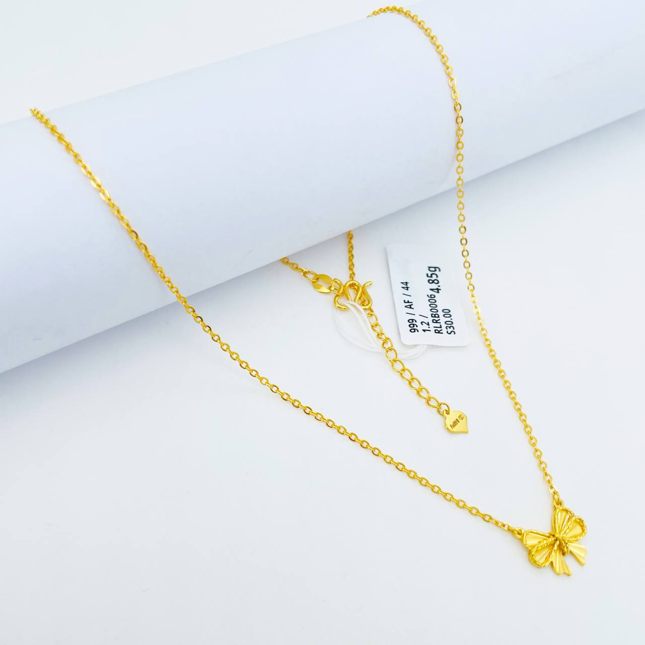 RL RIBBON 足金蝴蝶结项链