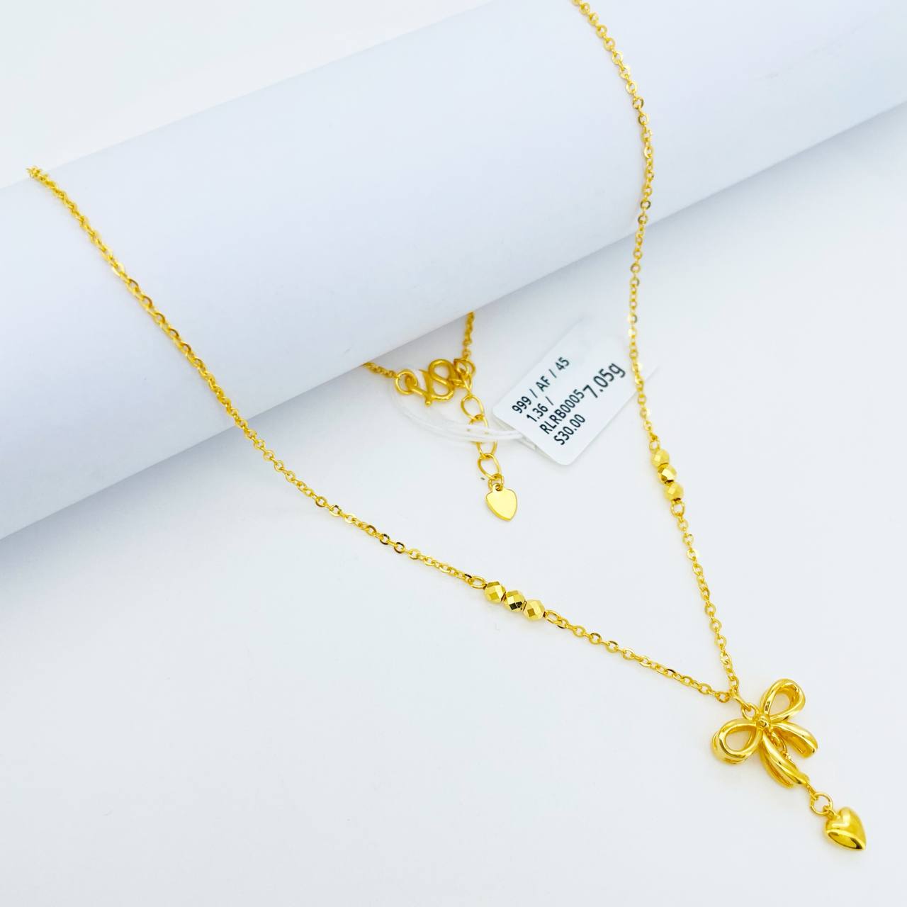 RL RIBBON 足金蝴蝶结项链