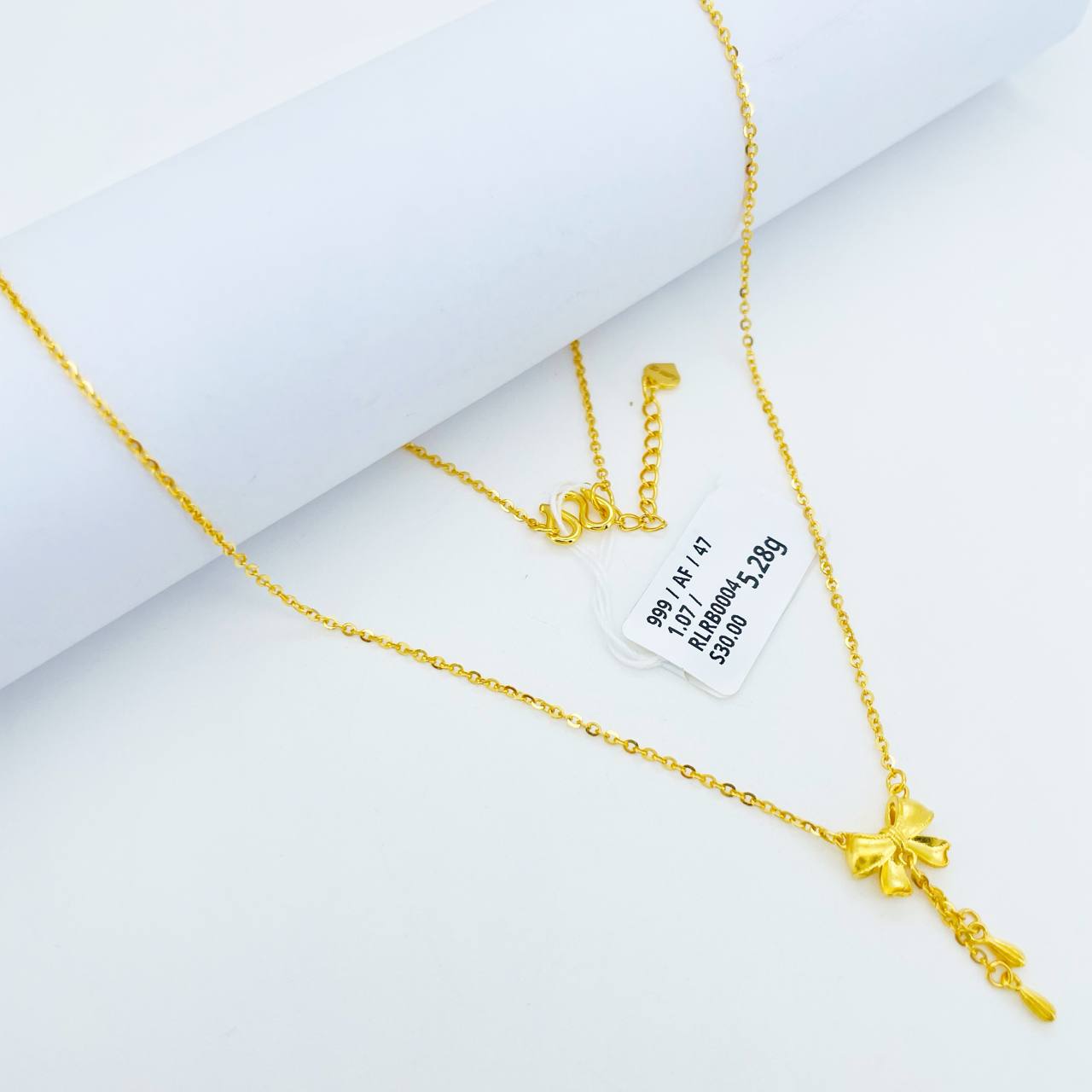 RL RIBBON 足金蝴蝶结项链