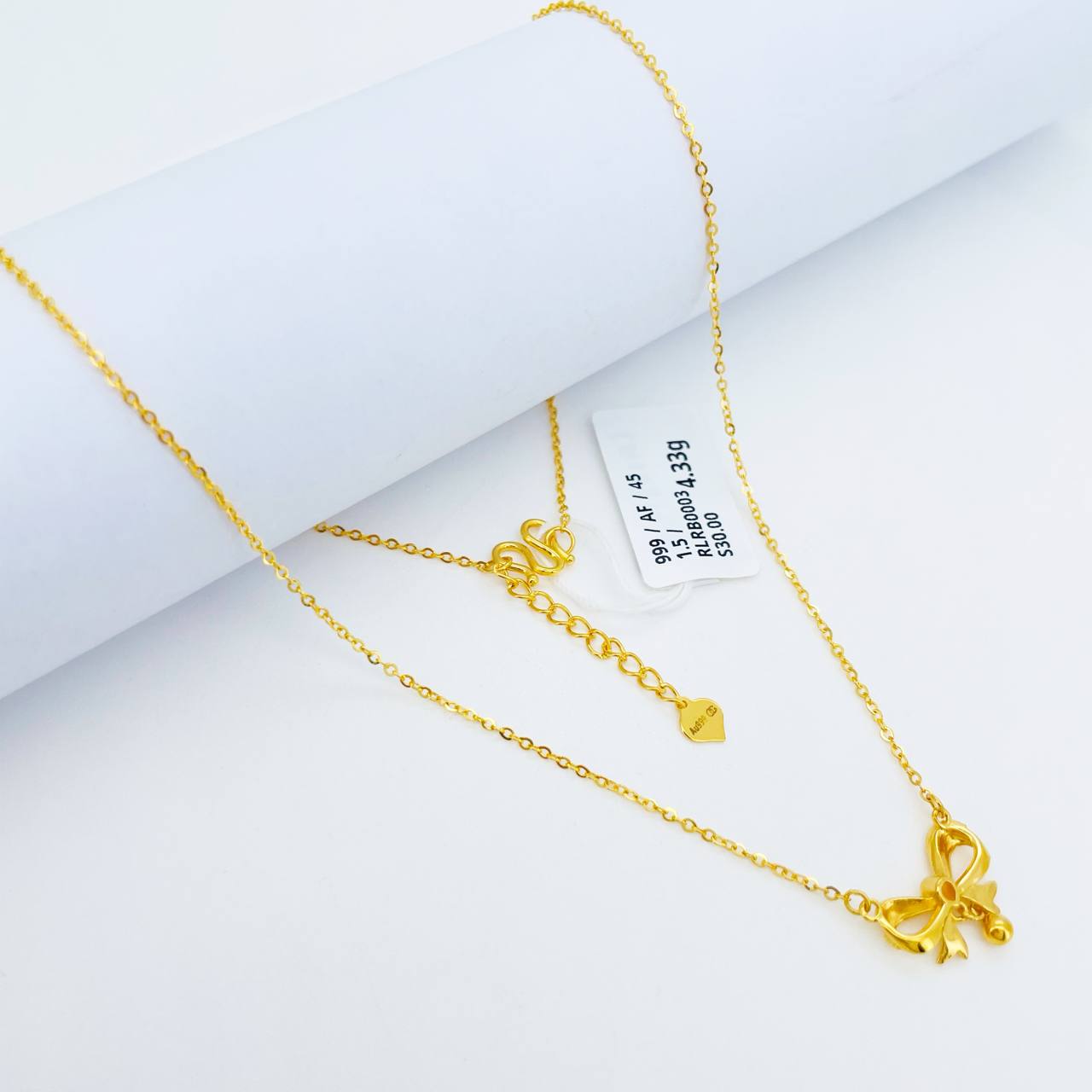 RL RIBBON 足金蝴蝶结项链