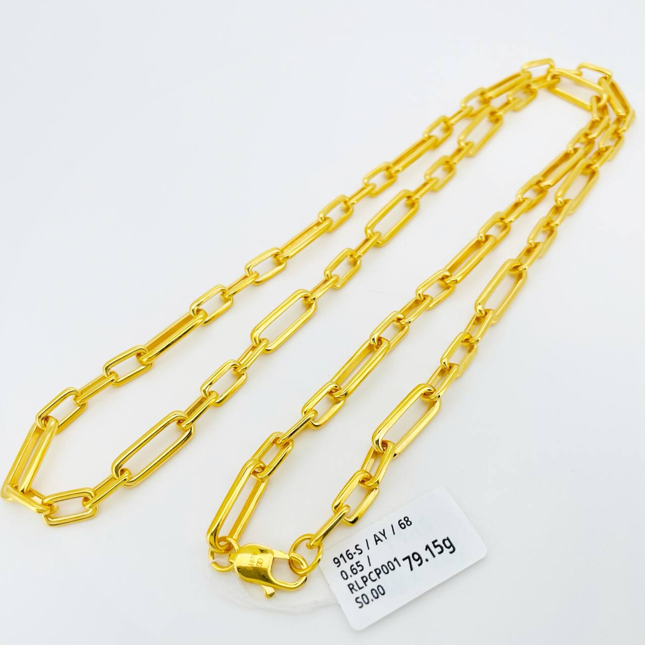 RL PAPER CLIP PADU 实心回纹针项链