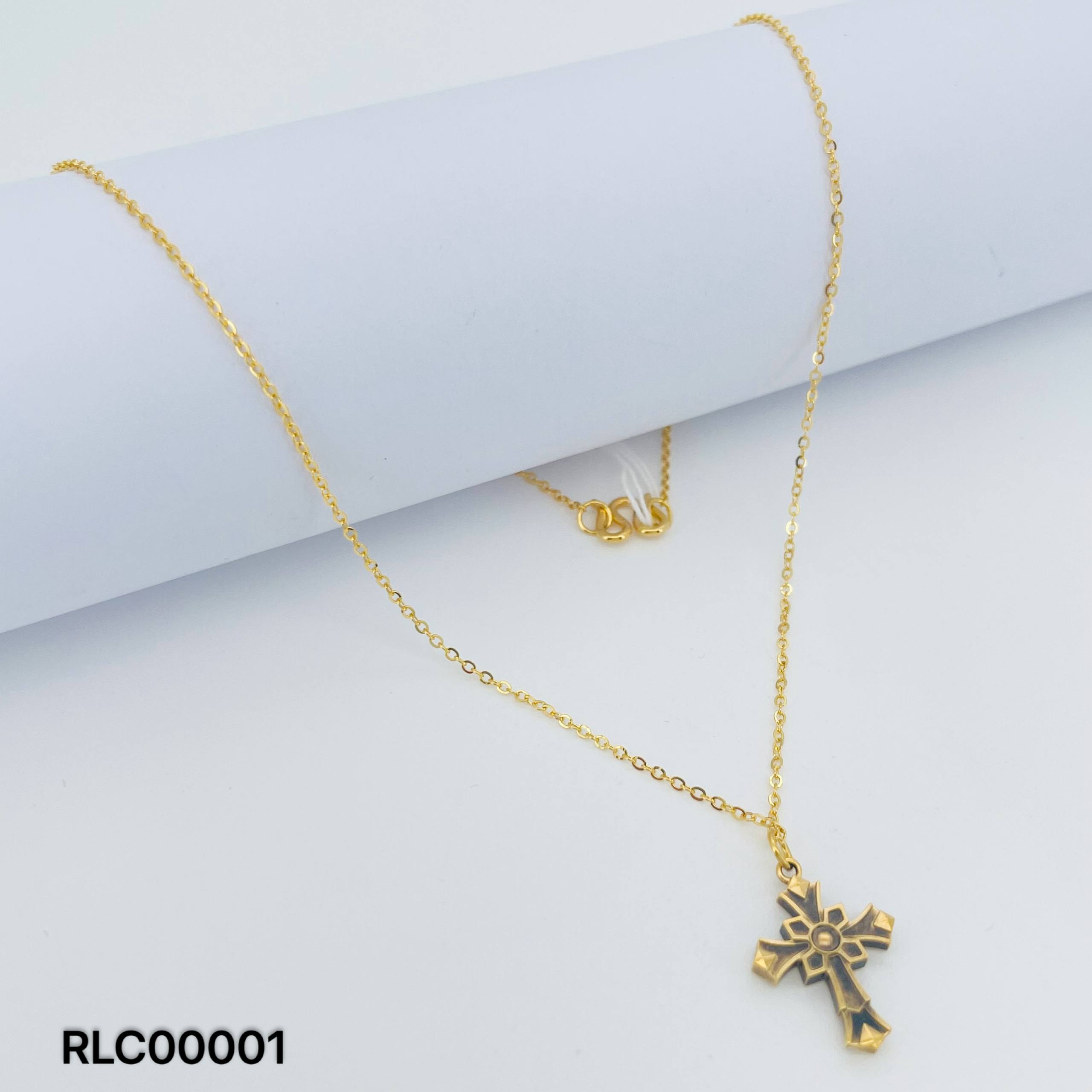 RL CHOKER CROSS 足金十字架套链