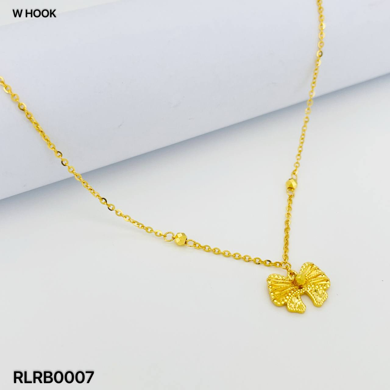RL RIBBON 足金蝴蝶结项链