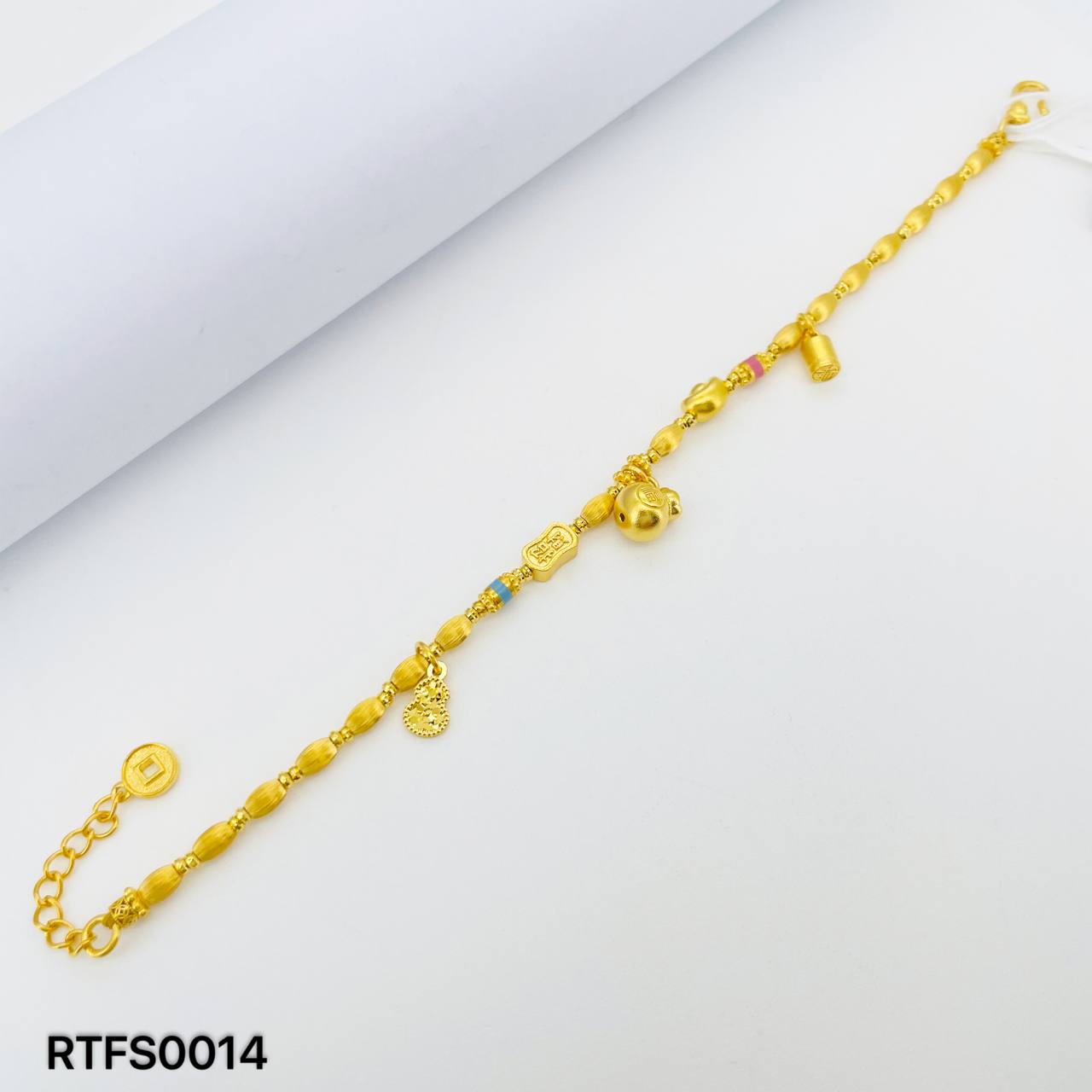 RT FESYEN 足金古法拉丝珠手链