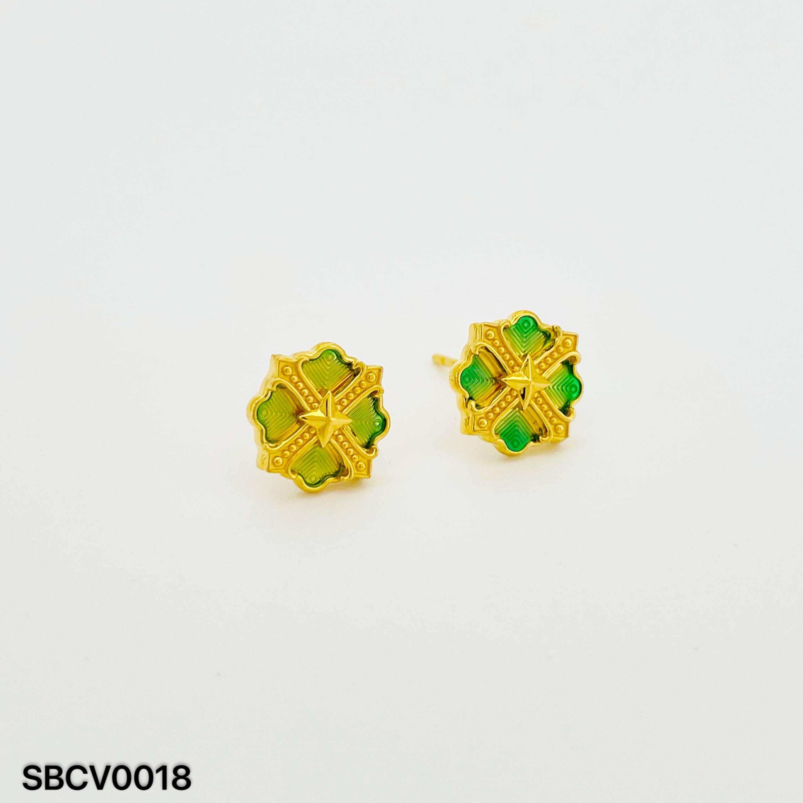 SUBANG CLOVER 足金四叶草耳环