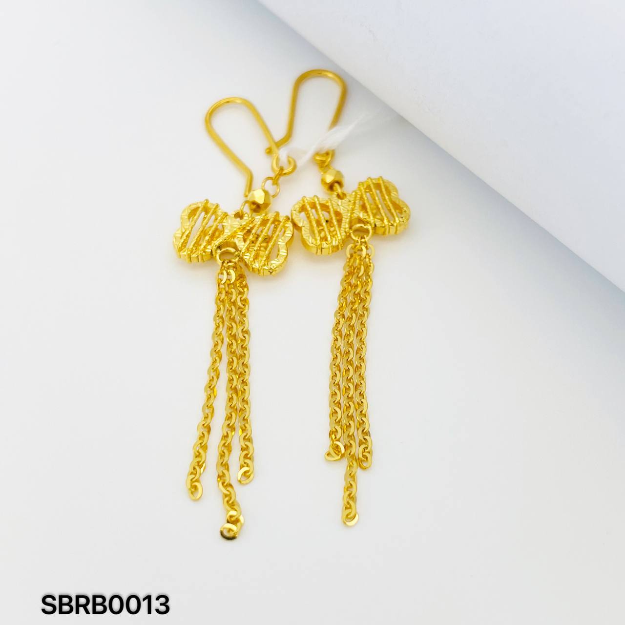 SB RIBBON 足金蝴蝶结耳环